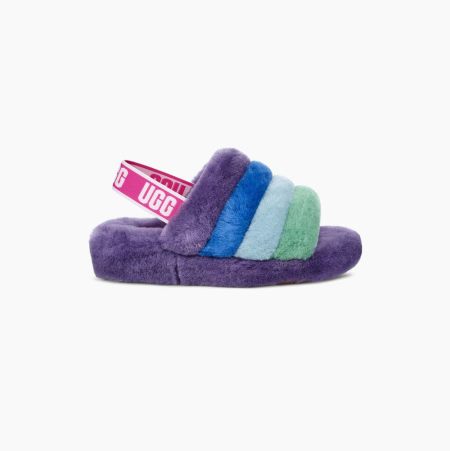 UGG Pride Fluff Yeah Multicolor Purple Slides for Women (MIVU67459)